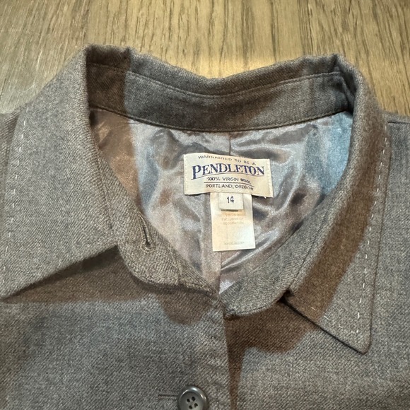 Pendleton 100% Virgin Wool Gray Career Blazer Jacket Women's Size 14 Made USA - Picture 3 of 9